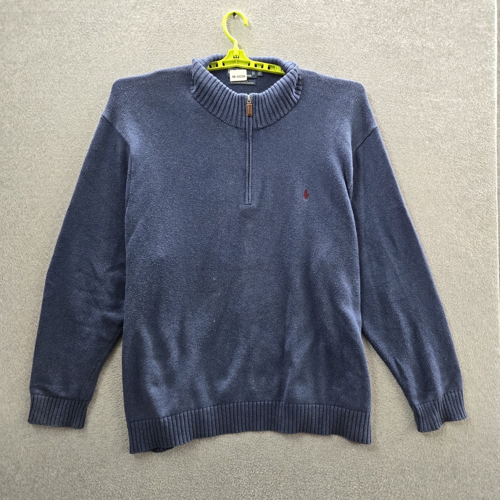 Polo Ralph Lauren Men Sweater 5XB BIG Blue Embroidered Quarter Zip Pullover